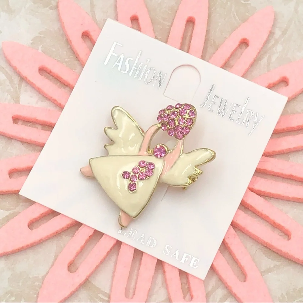 🌼 Pink Ribbon Breast Cancer Angel Brooch